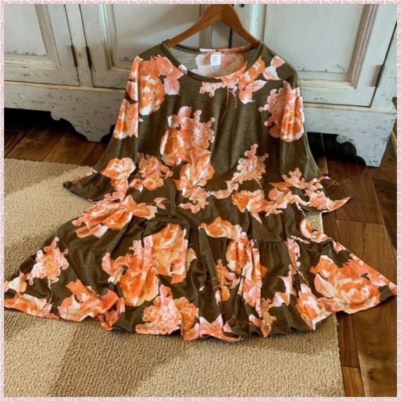 2/$40 SALE HP Moody Floral Ruffled Hem Tunic Dress - Picture 4 of 8